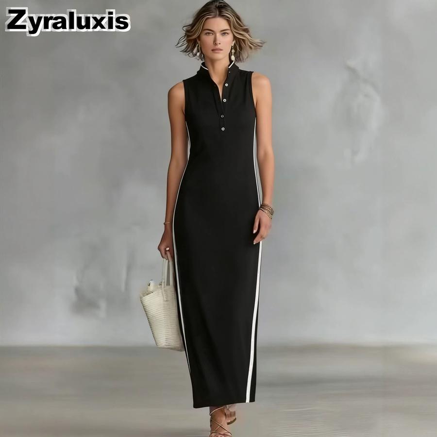 New Style Women's Button-Down Sleeveless Long-Sleeve Slim Fit Dress