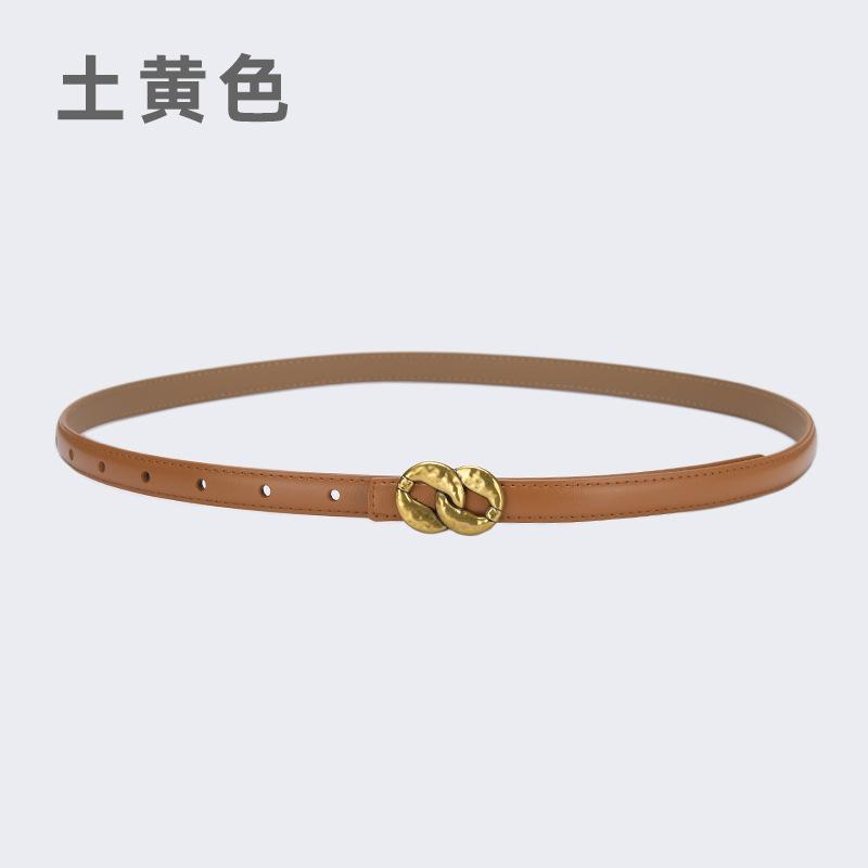 

Узкий ремень из натуральной кожи, именная пряжка в виде восьмерки, тонкий ремень, женское украшение для платья, рубашки, маленький ремень в стиле ретро. 105cm