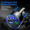 Car Charger 15.5W 4USB Type-C Digital Display Car Power Charger 5V 3.1A With Voltage Detection Multi-port Car Power Adapter