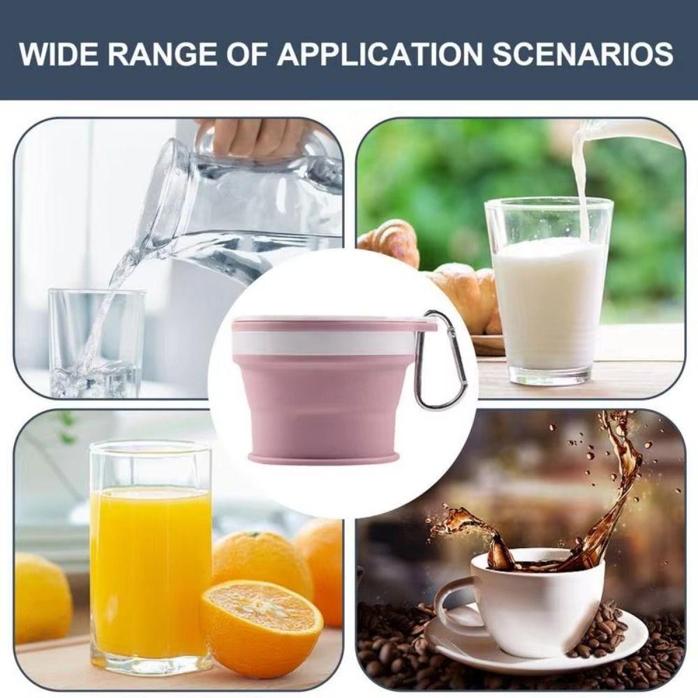Portable Foldable Travel Mug Leak Proof Retractable Camping Cup Silicone Drinking Cup  Water