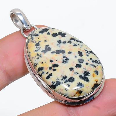 Natural Dalmation Jasper Handmade 925 Sterling Silver Jewelry Pendant 1.81" v6G30