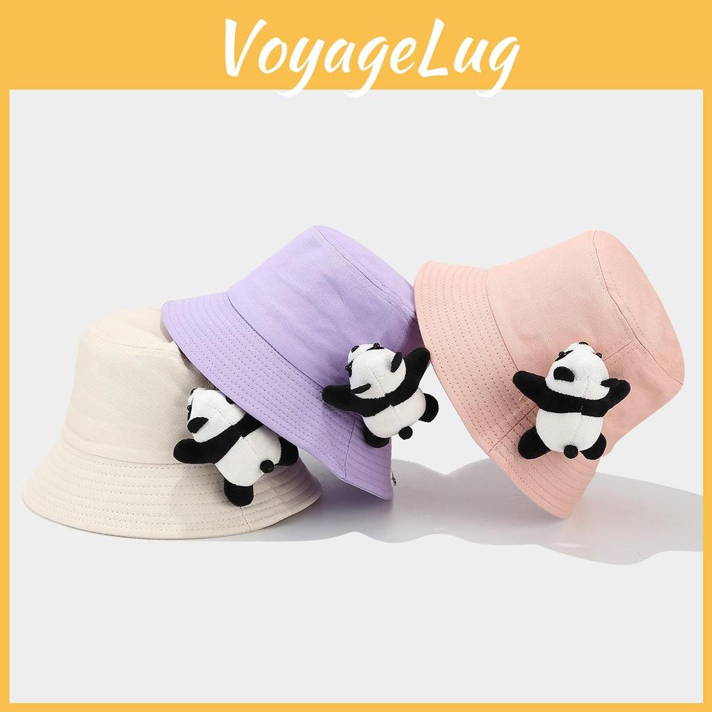 Childrens Cotton Sun Hat With Plush Panda Decoration For Summer Outdoor Play