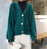 European and American style imitation mink velvet solid color loose lazy wind V-neck autumn and winter large size knitted sweater jacket women