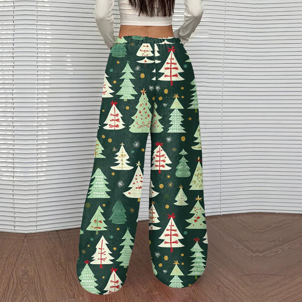 Women's Casual And Fashionable Elastic Waist Loose Wide Leg Pants