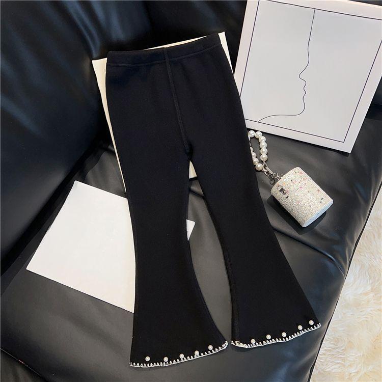 

Расклешенные брюки для девочек на зиму, стильные детские цельные бархатные брюки, модные широкие брюки 130