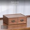 2Drawer Walnut Desktop Organizer, Wooden Cosmetic Storage Box, Dustproof 1 Drawer