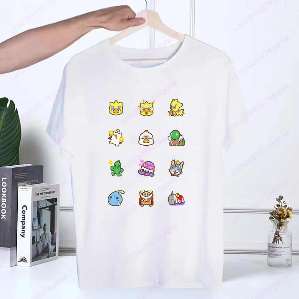 Final Fantasy Anime Shinra Schulmädchen T-Shirt Sommermode Herren T-Shirt Lässig Weiß Lustiger Cartoon-Druck Hip Hop Oberteile T-Shirt