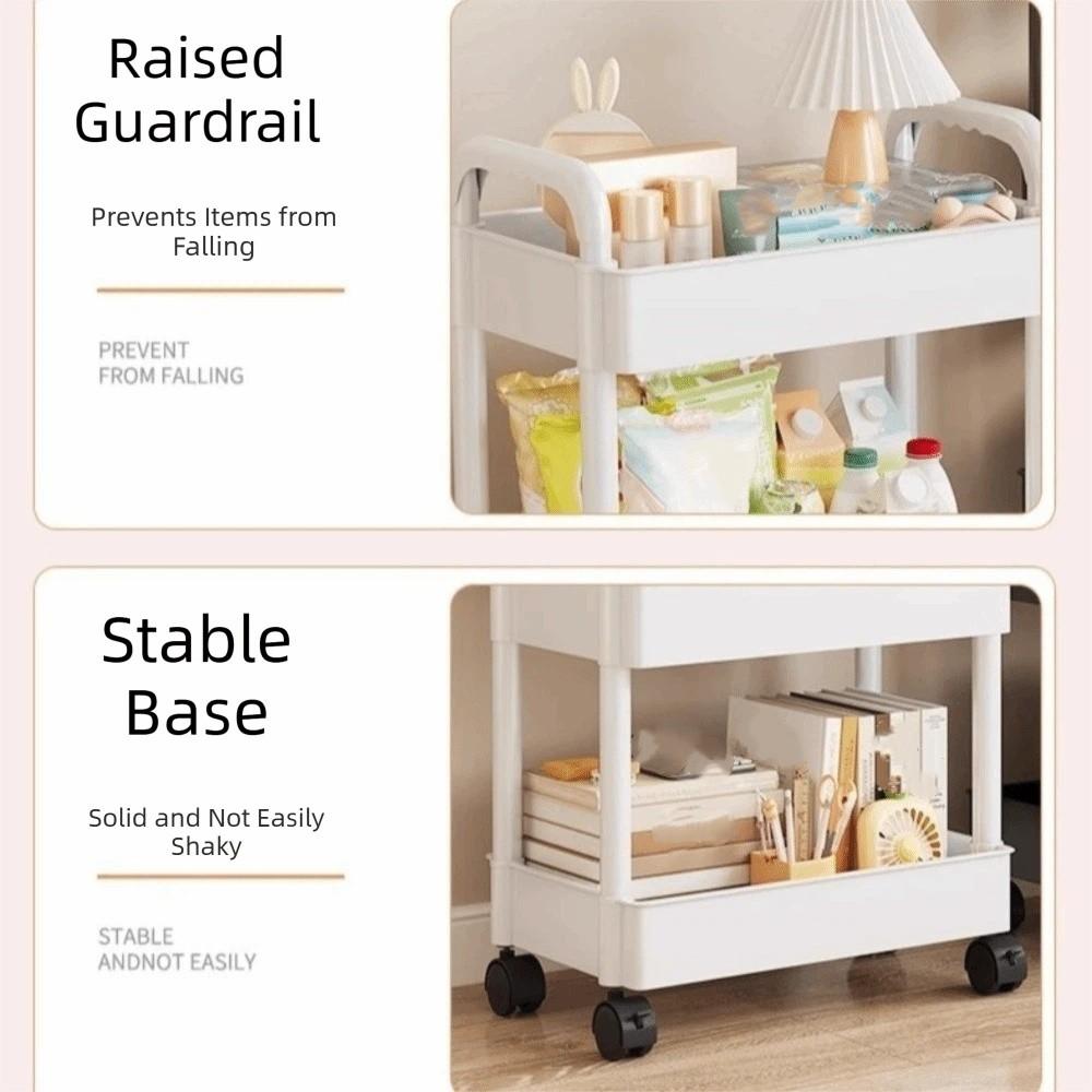 Convenient Snack Storage Rack Home Organize Removable Mobile Trolley Storage Rack Large Capacity Plastic Kitchen Storage Rack
