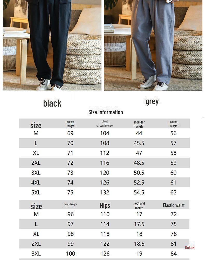 Men's Cotton & Linen Tang Suit: Ancient Style Chinese Meditation & Tea Suit, Zhongshan Hanfu for Spring, Summer, Autumn.