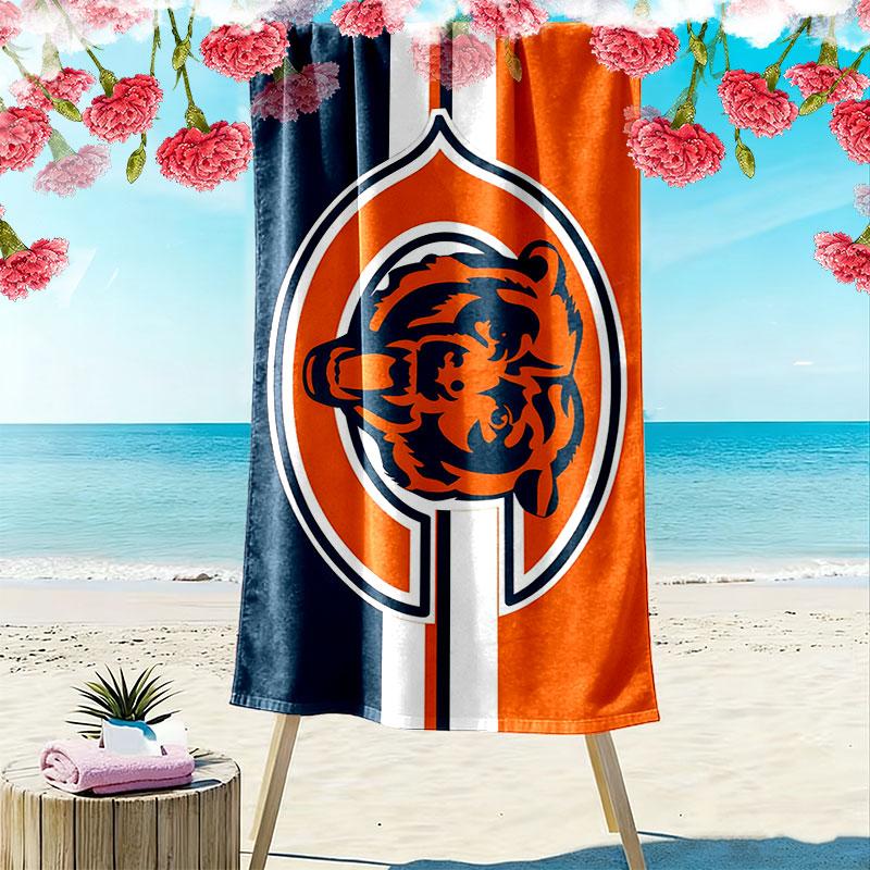 Chicago Bears Print Beach Towel, Large Soft Quick Dry Towel for Beach Camping Swimming