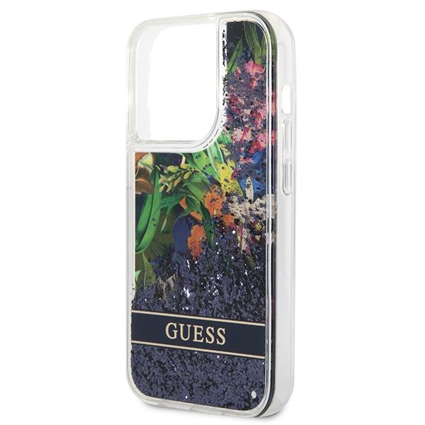 Guess Guhcp14Xlflsb Iphone 14 Pro Max6,7 Niebieski/Blue Hardcase Flower Liquid Glitter