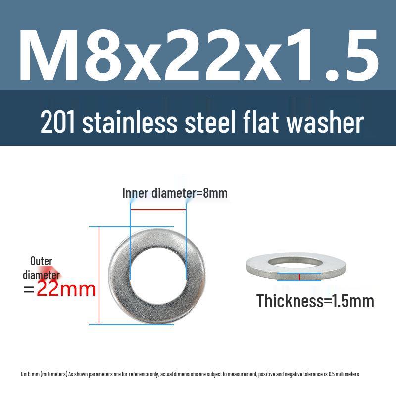 Yigu Oversized Thickened 201 Stainless Steel Flat Washers for M3, M4, M5 Industrial Use