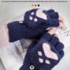Thicken Women Warm Cat Gloves  Girls Cat Claw Paw Plush Mittens Soft Plush Short Fingerless Half Finger Winter Gloves