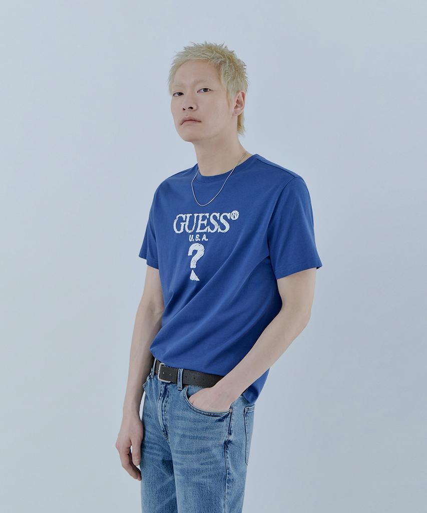 GUESS [Core] 4-Color Unisex Foamed Rimless Triangle Short Sleeve T-Shirt Mq2K8435