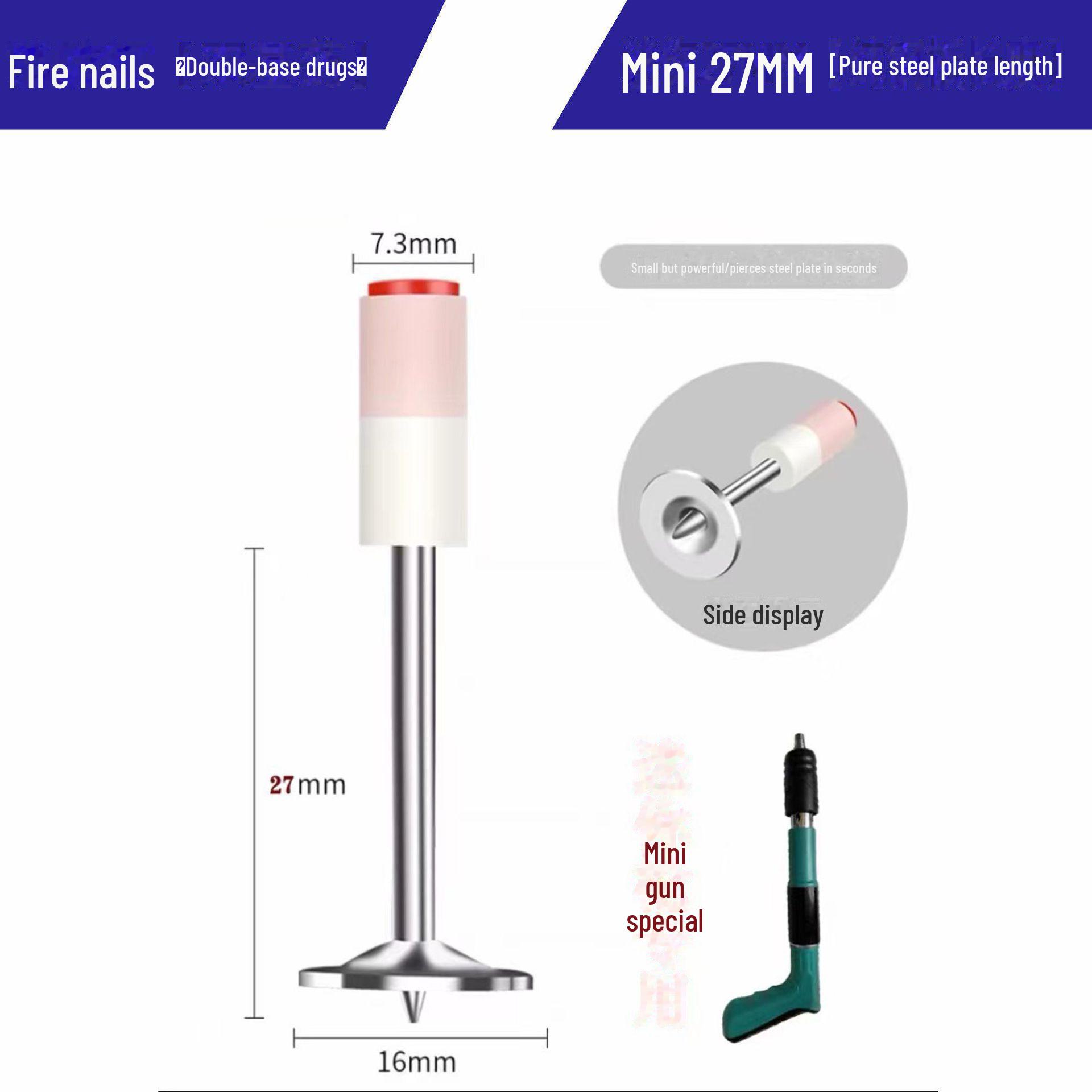 

Компактный потолочный гвоздезабивной пистолет для бетона и стали с глушителем Mini M27 fire spike [double base]
