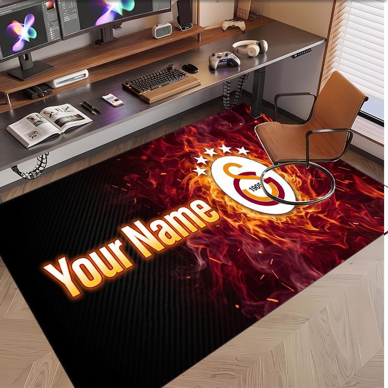 Personalized Crystal Velvet Carpet Galatasaray FC Pattern Non Slip Floor Rug