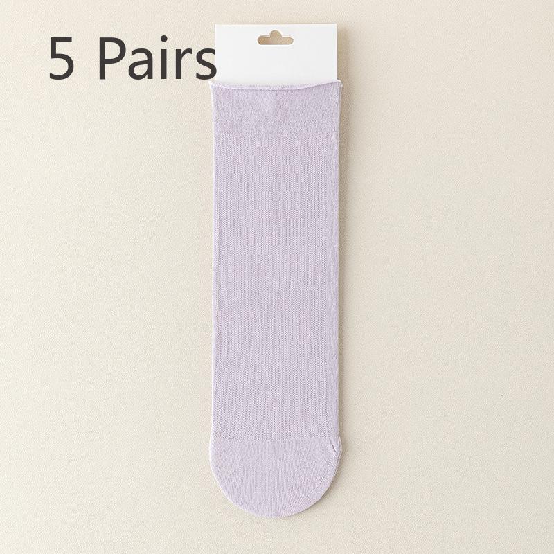 

5 пар женских весенне-летних сетчатых носков с антизапахом и антибактериальными свойствами, прямых, с закругленными краями, свободных носков 5 Pairs светло-фиолетовый