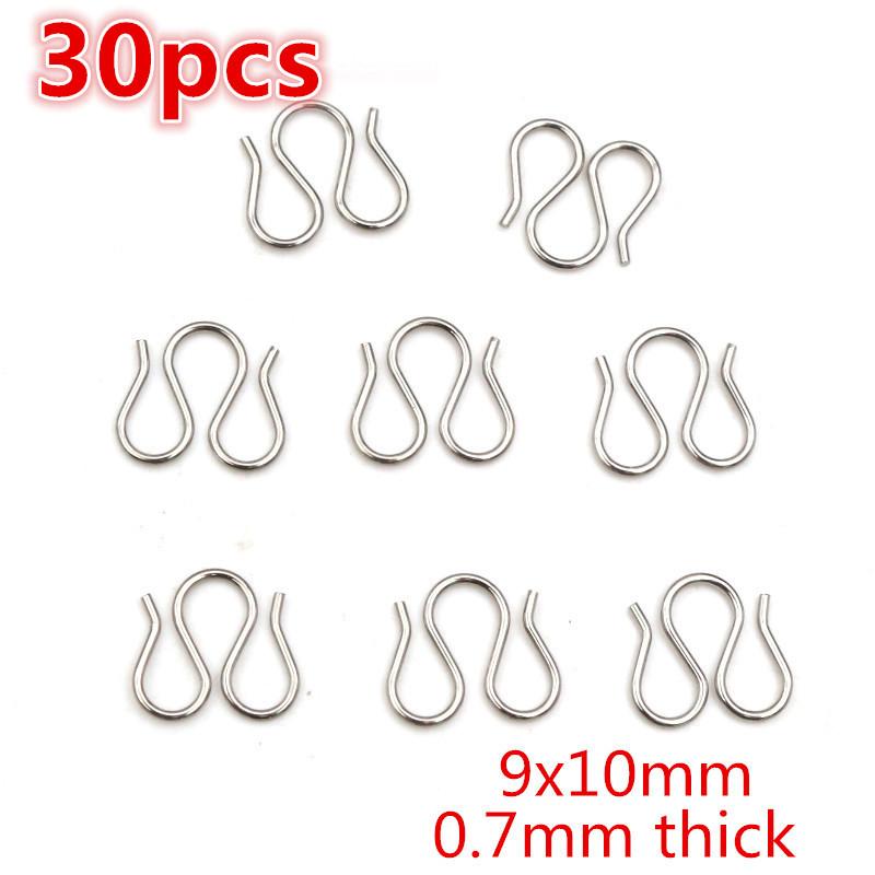 30-50Pcs Stainless Steel Gold Color W/S Shape End Clasps Hooks Chain Connectors For Bracelet Necklace DIY Jewelry Making