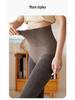 Fleece-Lined High-Waisted Grey Stirrup Footed Leggings for Women - Warm Micro-Compression Vertical Striped Tights