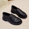 Super comfortable platform small leather shoes women's British style 2025 new retro black loafers soft leather single shoes