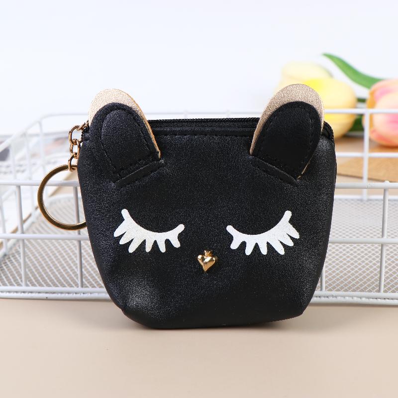 Mini Cute Cat Wallet Keychain Cartoon Lipstick Bag Fashion Earphone Keys Storage Bags Zipper Coin Purse Pendant Girls Gift