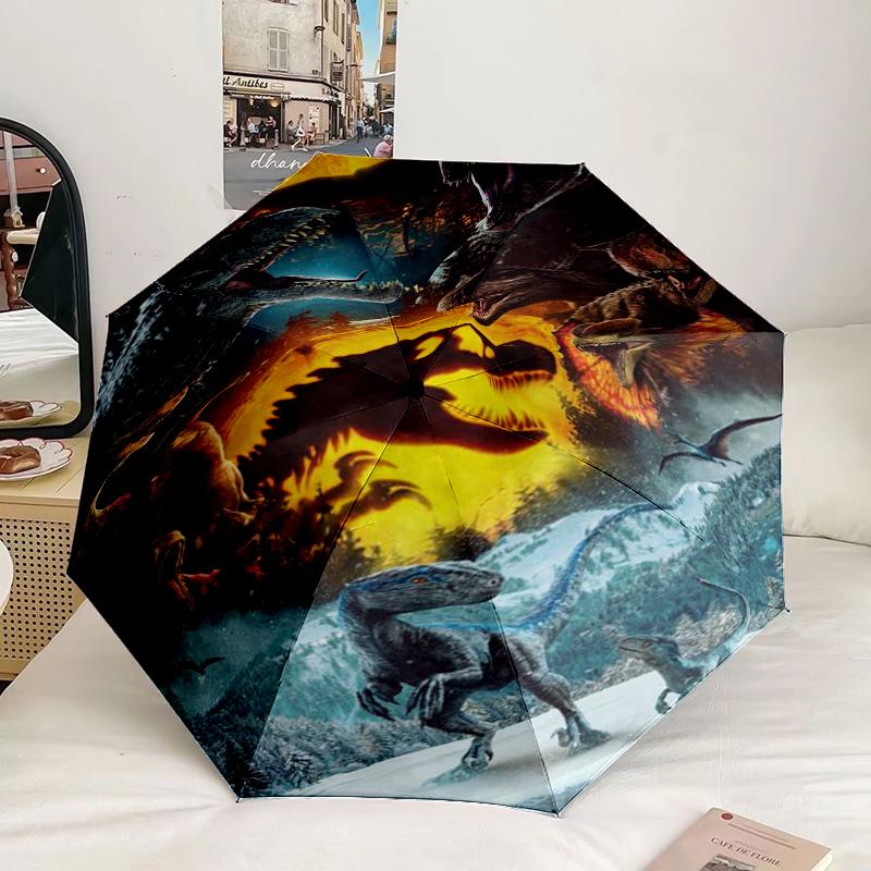 Dinosaur Moonlit Adventure Umbrella 8-Frame for Travel, camping, Casual Lightweight Portable Umbrella, Essential for every family Holidays Gift