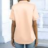 Women Short Sleeve Satin Button Down Shirt Casual Notched Collar Loose Fit Blouse Top