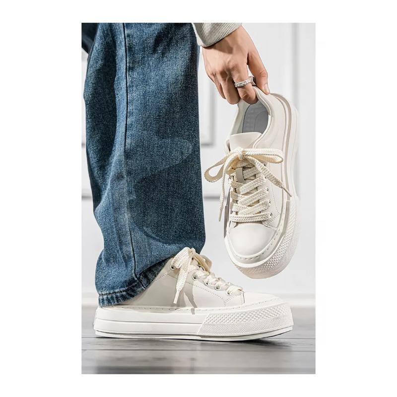 High-Quality Fashion Thick Bottom Canvas Board Shoes Men's Breathable Flat Designer Lace-Up Oxford Shoes Outdoor Running Shoes