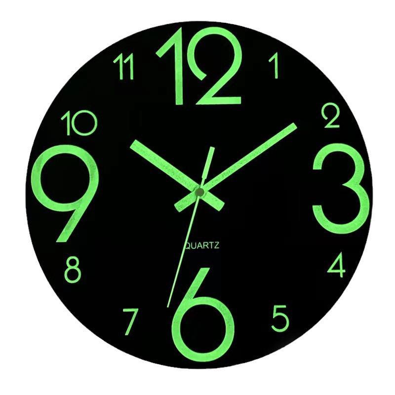 12" (30cm) Luminous Wooden Clock: Minimalist Silent Wall Clock for Living Room Decor