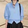 Women Casual Stand Collar Loose Long Sleeve Pullover Sweatshirts