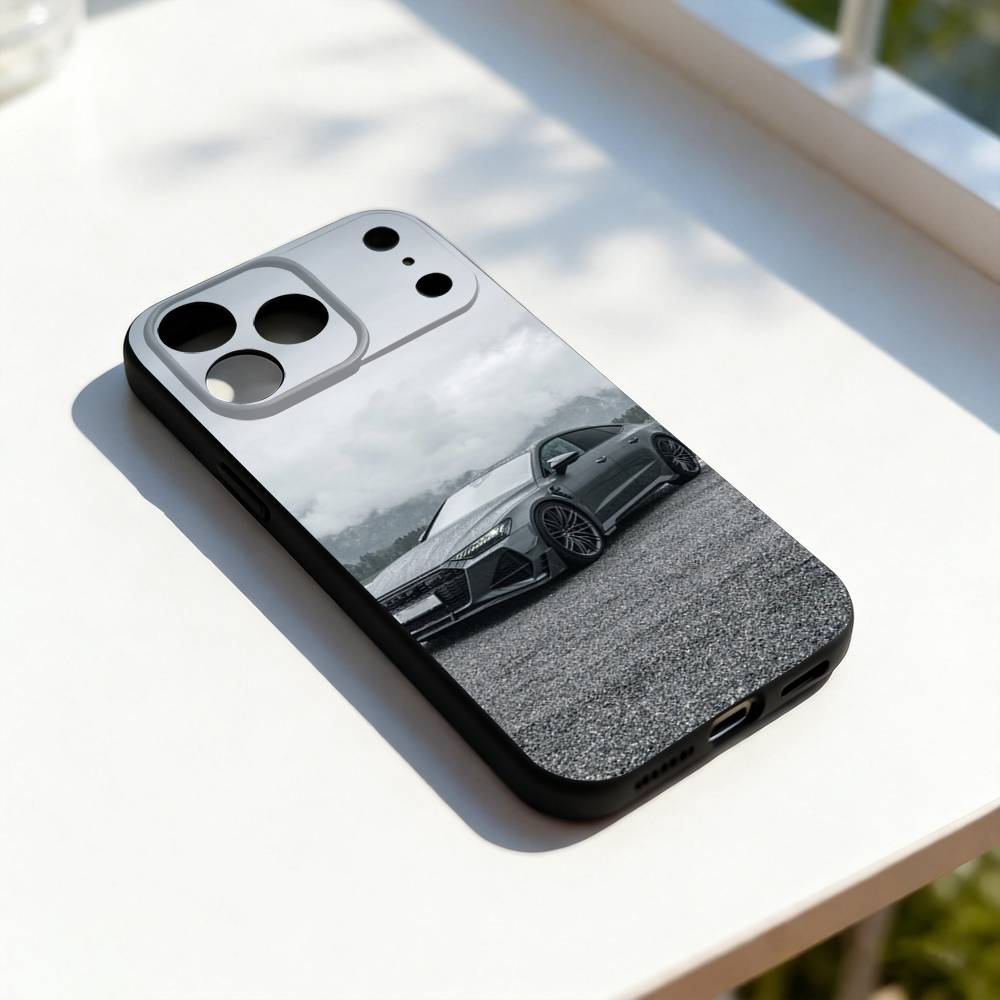 Sports R-RS6 Super Car For iPhone 17,16,15,14,13,12,11,Pro,Max,Plus,E,SE4,Air,Mini Black Soft Cover Phone Case
