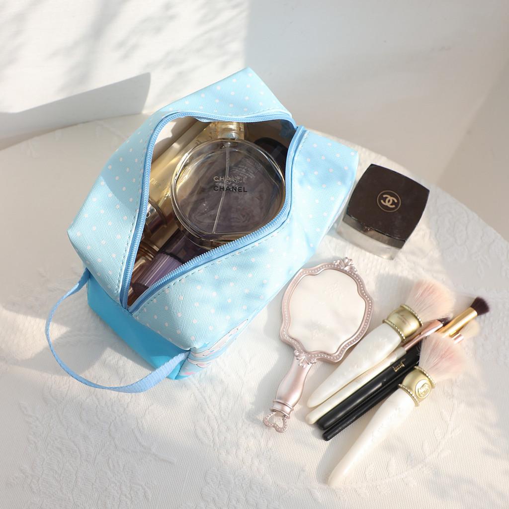 Head Pochacco Polka Dots Pu Travel Storage Bag For Cosmetics And Use Stationery