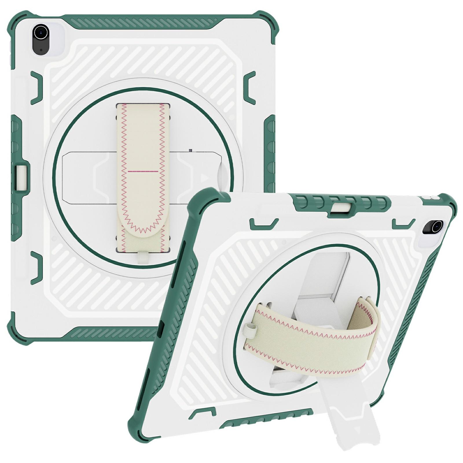 

Для iPad Эйр 13 (2025)/(2024) Чехол-подставка PC+TPU Противоударная накладка для планшета с ремешком для руки Green