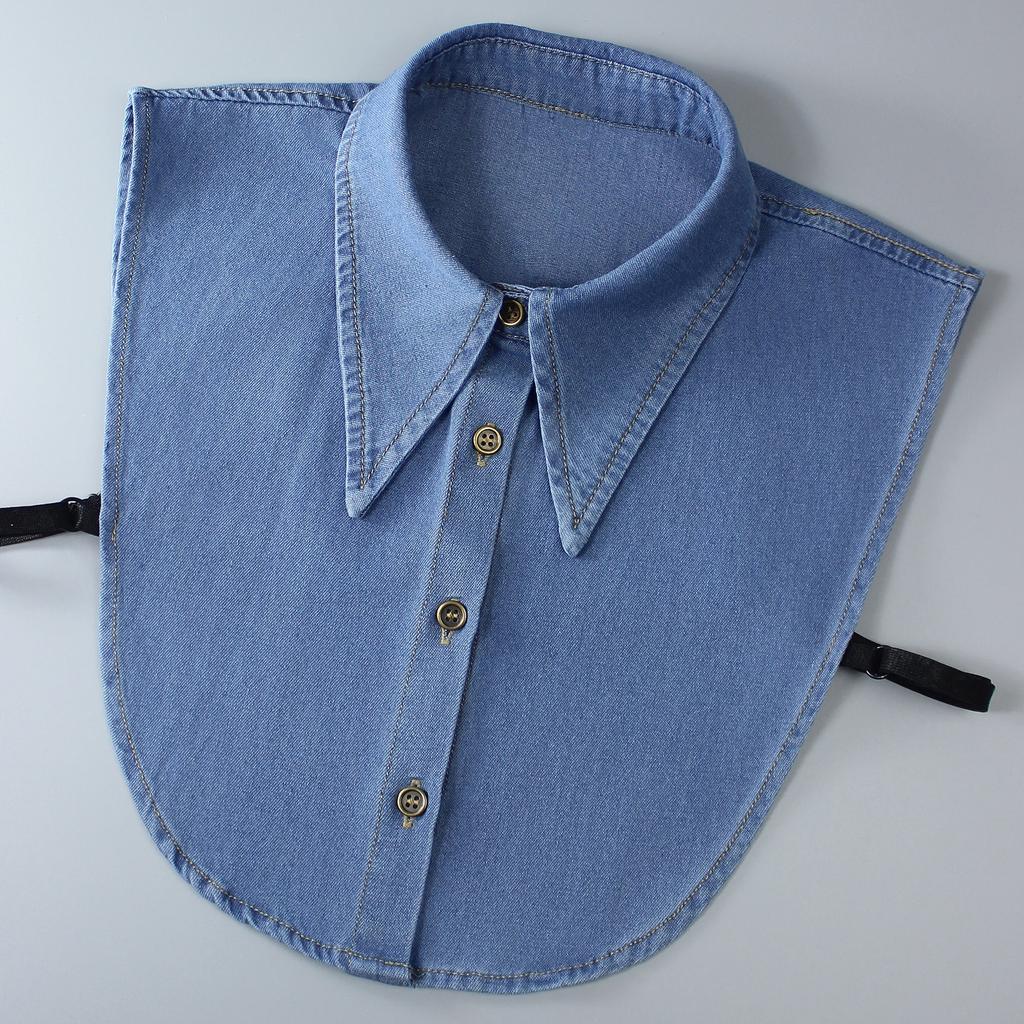 Perfect Match Denim Large Pointed-Collar Fake Collars For Women—Versatile, Casual Replacement Multi-Functional Collar Accessories