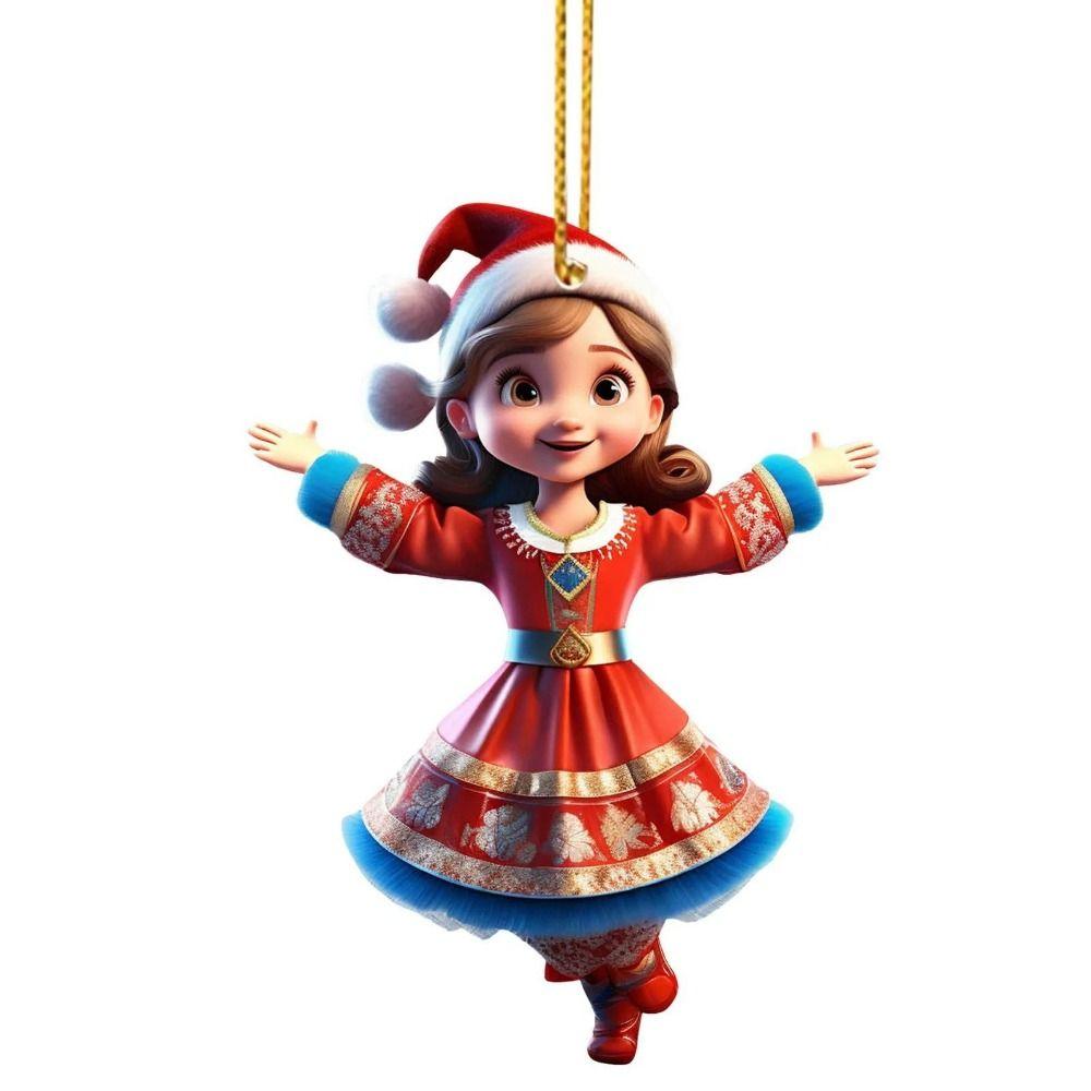 6pcs/set 2D Dwarf Christmas Tree Pendant Acrylic Dwarf Hanging Pendant  Xmas