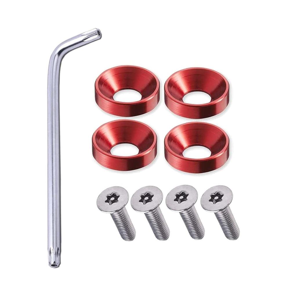 QEZEZA 9PCS Titanium Alloy License Plate Anti-Theft Bolts Car Security Bolts License Plate Frame Screws M6 Motorcycle(Red)