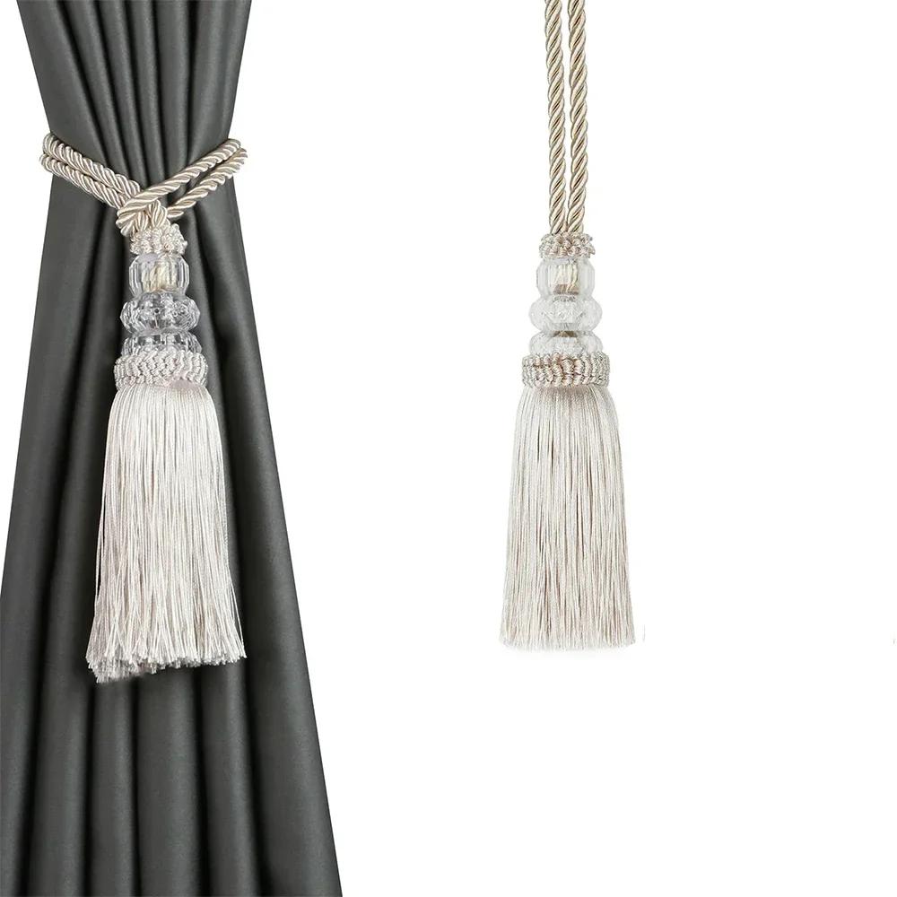 

1 шт. Подхват для штор с кисточками, держатель для штор с пластиковым шариком, подхват для штор, декоративная веревка для повязки бежевый