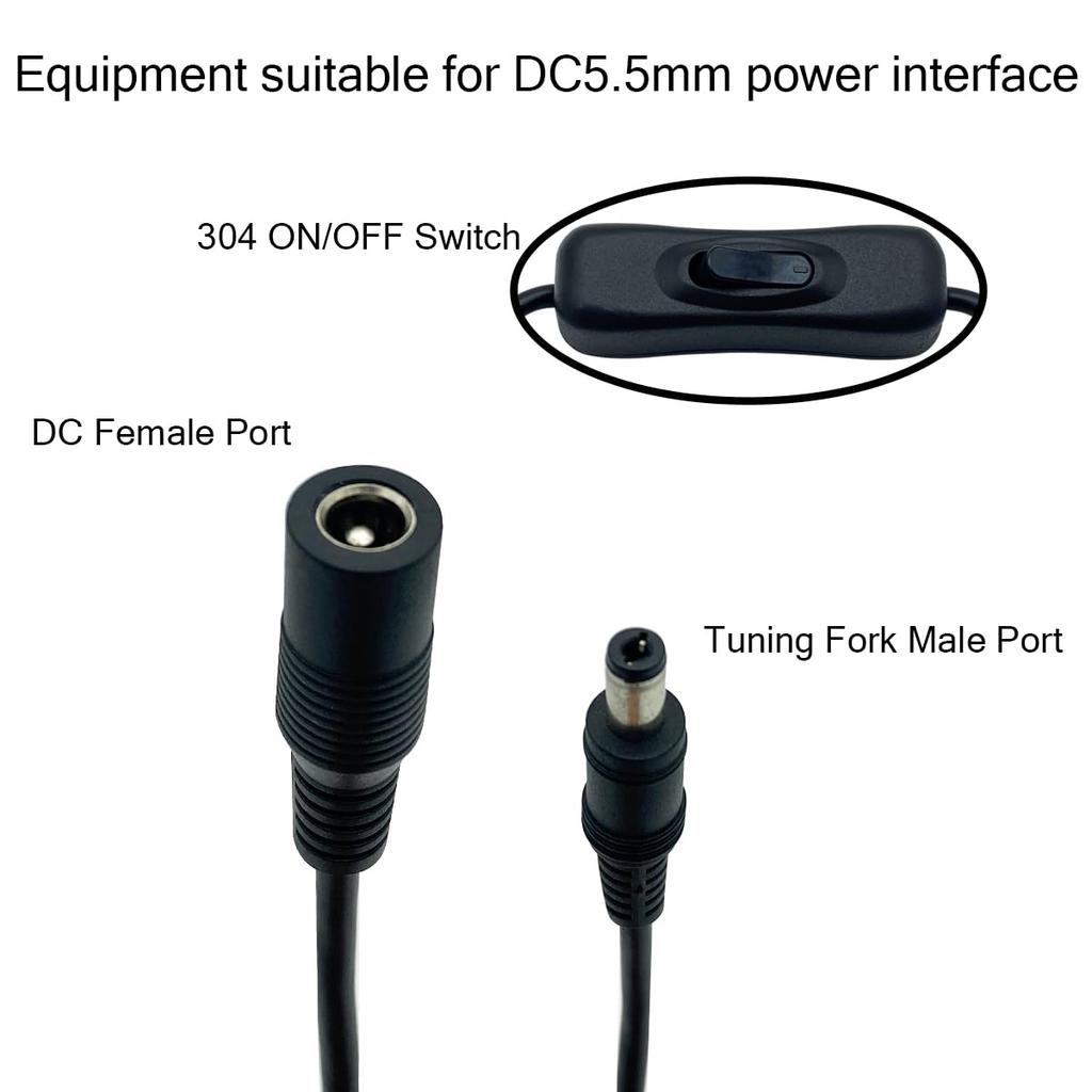 CTRICALVER DC Power Inline Suitable for Light Table and Other DC Power with 2 Switch Jack Connectors 5.5x2.1mm Cable, Bars, Lamps, Connectors, On/Off