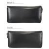 black long wallet men's ladies wallet tochigi leather made in Japan genuine leather Tanned leather round zipper Thin large capacity wallet Popularity