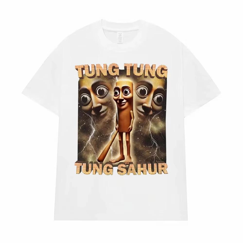 Summer fashion men's T-shirt (DOMIO) Tung Tung Tung Sahur Humorous baseball bat print T-shirt for men humorous style Pure cottot