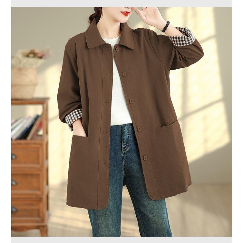DIMANAF 2025 New Autumn Winter Women Plus Size Coats Jackets Cotton Loose Casual Lady Outerwear Trench
