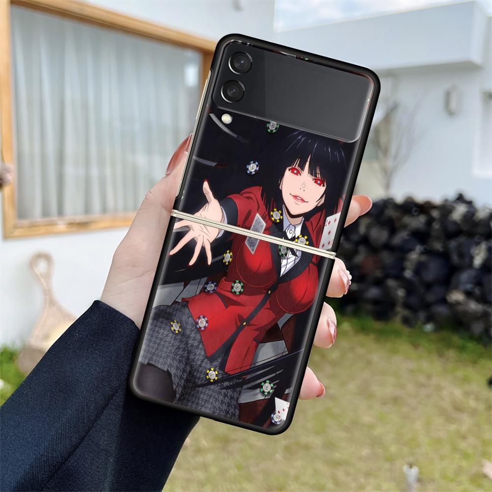 

Противоударный чехол для Samsung Galaxy Z Flip 4 3 5G Funda ZFlip4 Черный Жесткий ZFlip3 zflip4 Чехлы Крышка Аниме Kakegurui Jabami Samsung Z Flip 5G