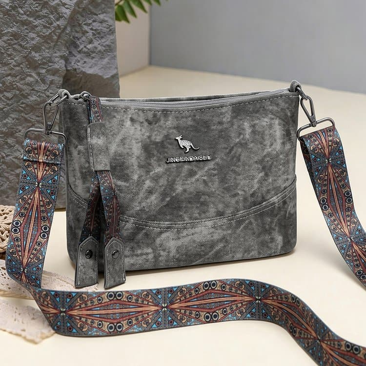 Retro and old textured soft leather messenger bag shoulder bag
