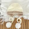 Autumn And Winter  Color Matching Bear Ear Strap Lei Feng Hat For Women Korean Cute Warm Ear Protection Knitted Wool Hat