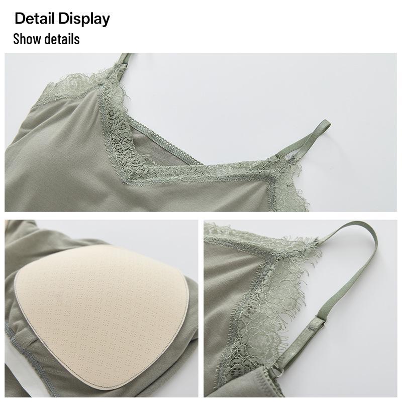 Warme Damen-Spitzen-Cami mit Brustpolstern - Samt-Kamelie Winterweste