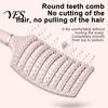 Hollow Hair Brush Curved Vented for Women, Detangling Paddle Long Scalp Massaging Thick Curly Wet Hair, Blow Fast Drying Detangler Styling Tool