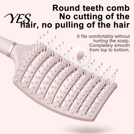 Hollow Hair Brush Curved Vented for Women, Detangling Paddle Long Scalp Massaging Thick Curly Wet Hair, Blow Fast Drying Detangler Styling Tool