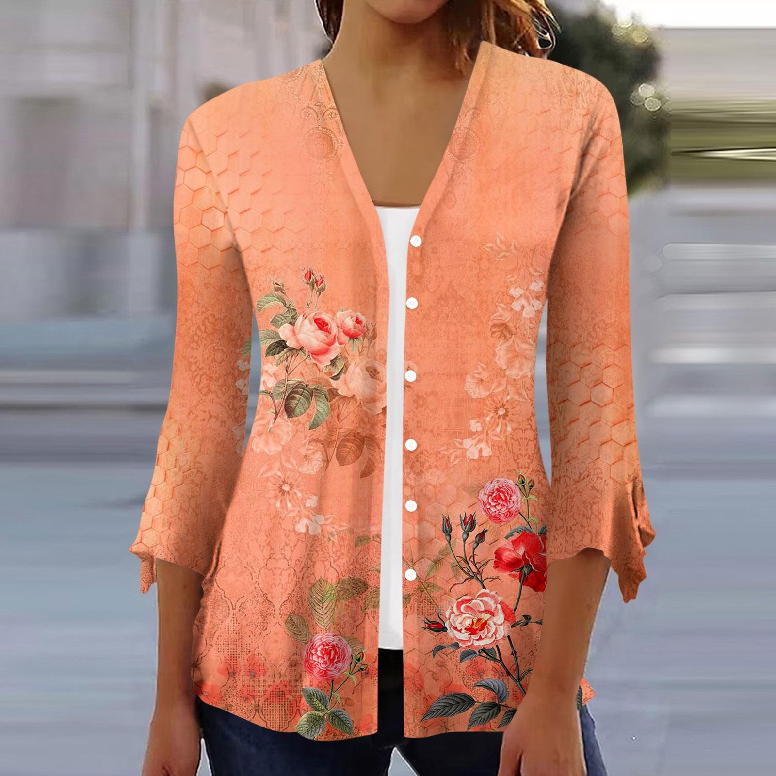 

Женский топ, повседневная модная куртка на пуговицах в стиле ретро, ​​кардиган, весна-лето XXL оранжевый