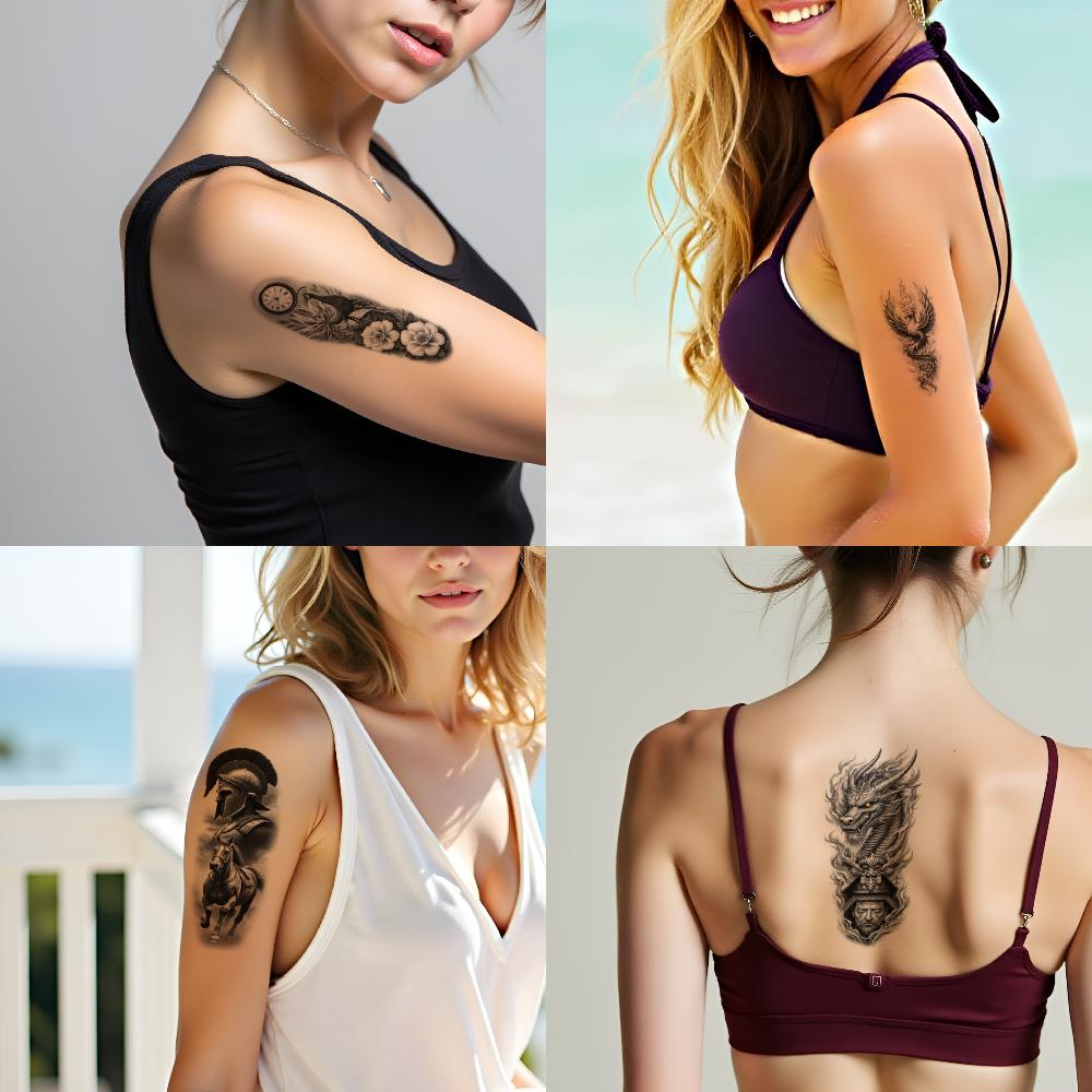 12 Stück Temporäre Tattoos Realistische Temporäre Tattoos Blumen Kolibri Uhr Für Erwachsene Arm Oberschenkel