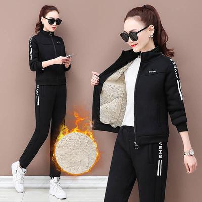 Padded Sports Suit Women's Winter Suit Padded and Thickened Lambswool Sweater Women's Casual Two-piece Set
